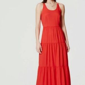 NWT Loft bright red tiered maxi. Size 10P